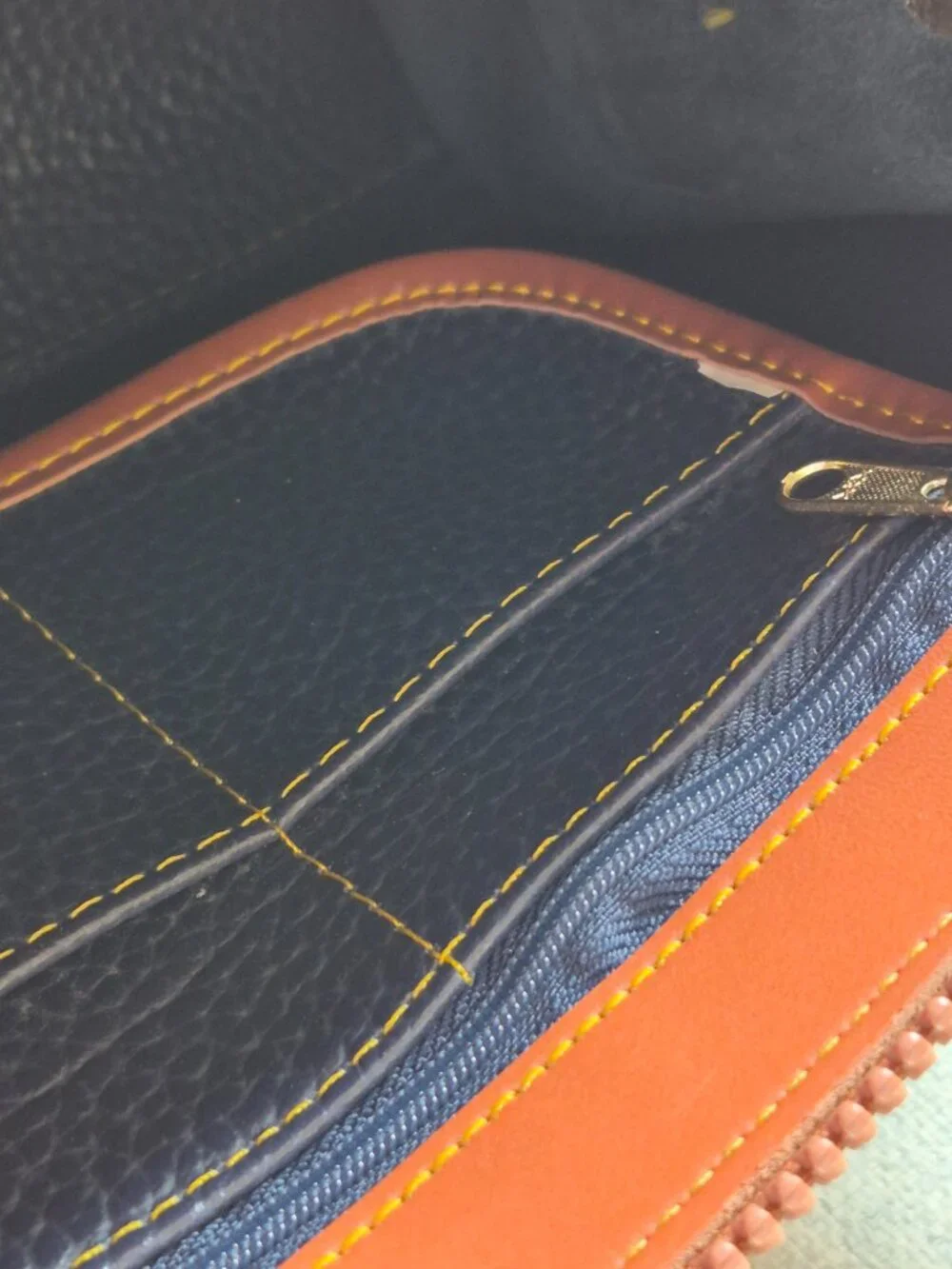 Vintage Dooney & Bourke AWL Small Satchel Top Handle Navy British Tan